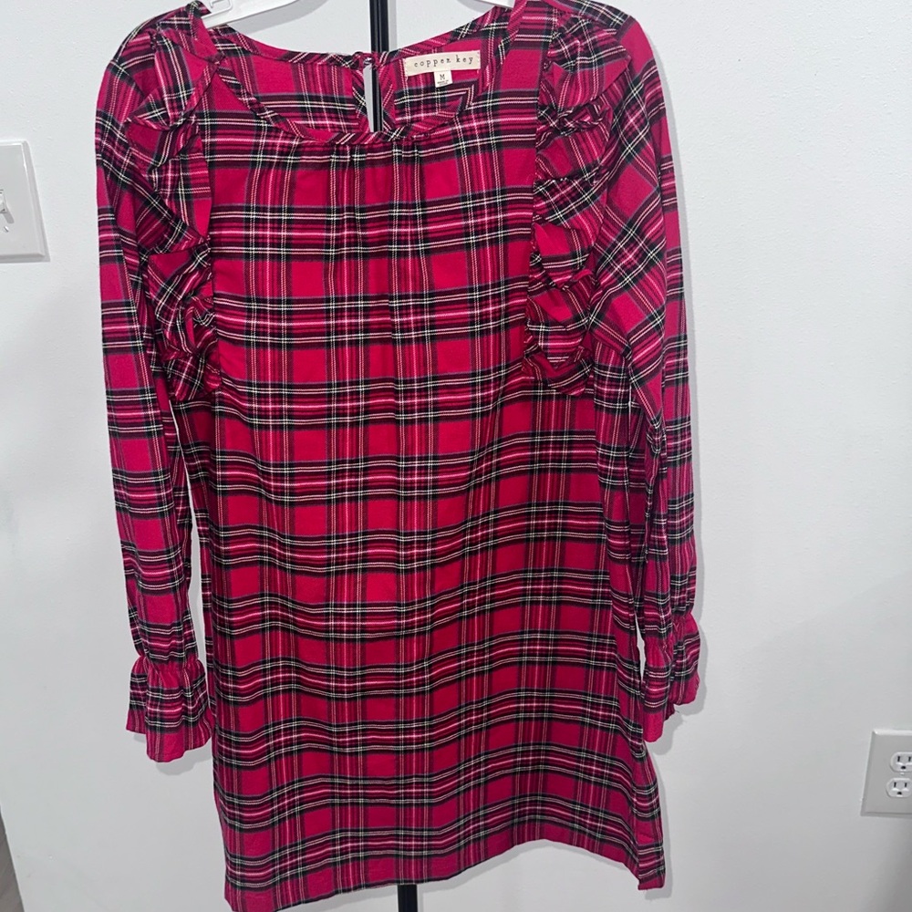 Copper Key Red Plaid Dress